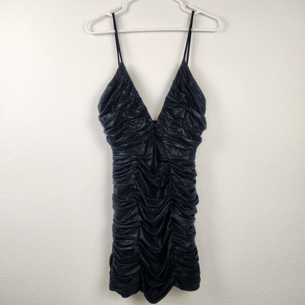 Retrofete Mini Black Ruched Dress Sleeveless V Neck Size XS? Sample